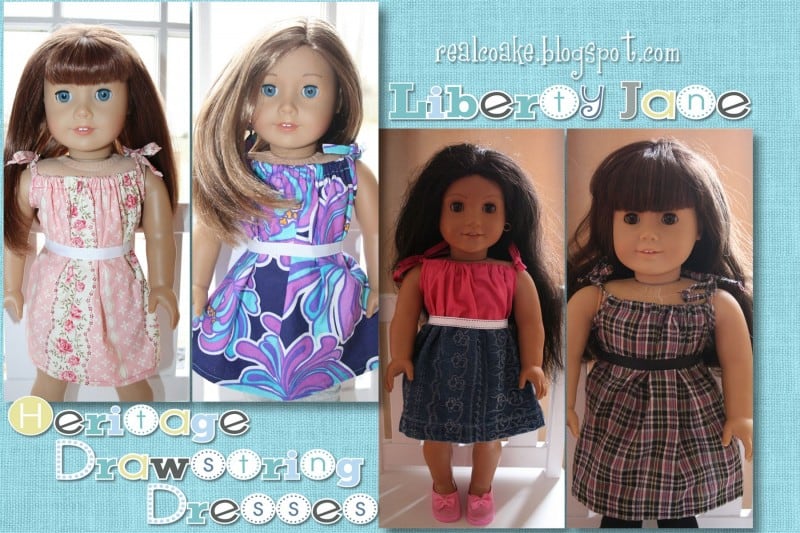 American Girl Doll pattern to make a darling drawstring dress. #AmericanGirlDoll #Sewing #RealCoake