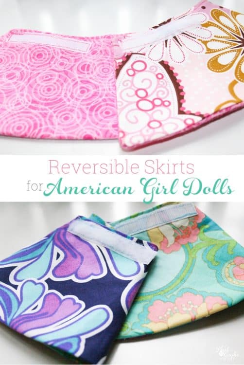 Such cute sewing. American Girl Doll Clothes pattern to make DIY reversible skirts for the dolls. Love how easy these are!