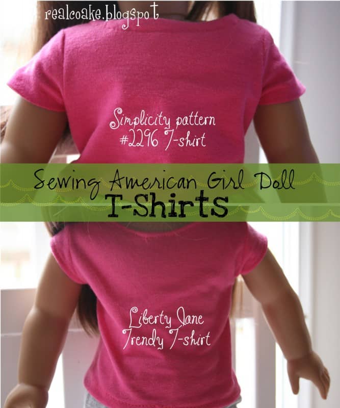 American Girl Doll Patterns to make two different style t-shirts. #Sewing #AmericanGirlDoll #RealCoake