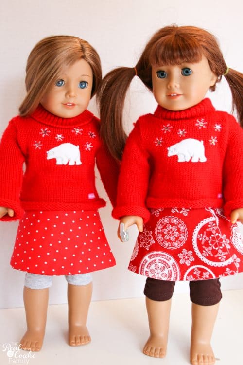 Free Doll Clothes sewing pattern to make an adorable reversible wrap skirt for you American Girl or 18" doll. Super easy, too!