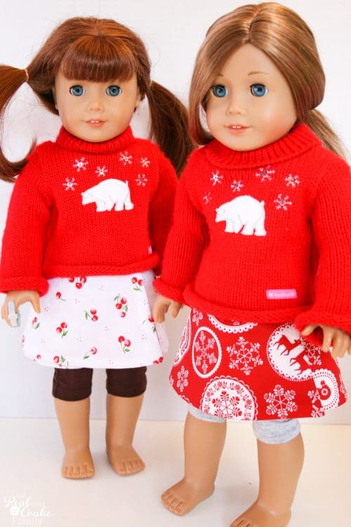 Free Doll Clothes sewing pattern to make an adorable reversible wrap skirt for you American Girl or 18" doll. Super easy, too!