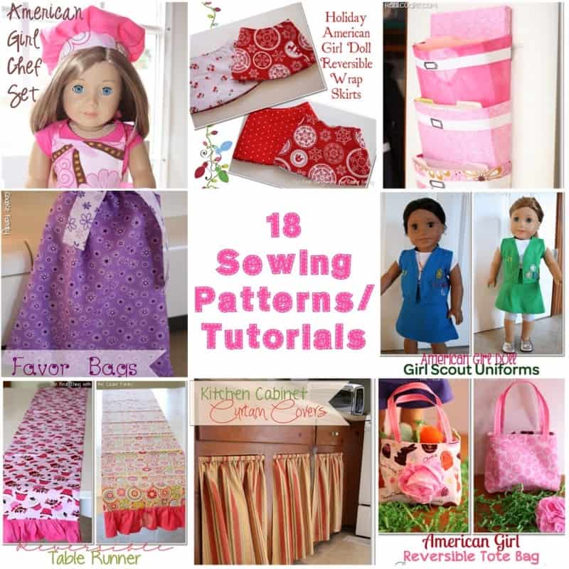 18 Sewing Patterns and Tutorials. #Sewing #Pattern #AmericanGirl #HomeDecor #Organzing #RealCoake