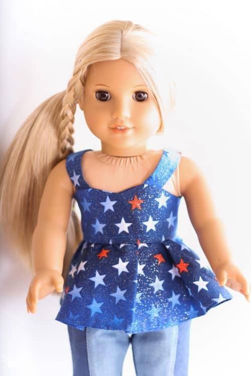 Adorable free doll clothes pattern for sewing an American Girl Top along with tips for completing the pattern.