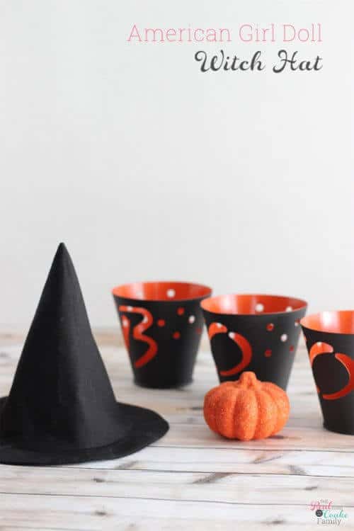 Free American Girl Doll clothes pattern to make a cute and easy witch hat. I love sewing things like this for our dolls. So fun!