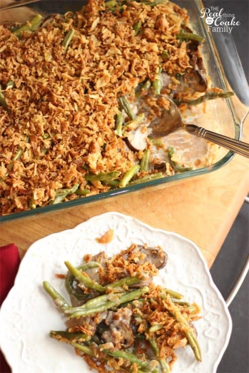 This recipe is amazing! It is a delicious whole food recipe for Green Bean Casserole perfect for our Thanksgiving dinner or Christmas table. Yum!