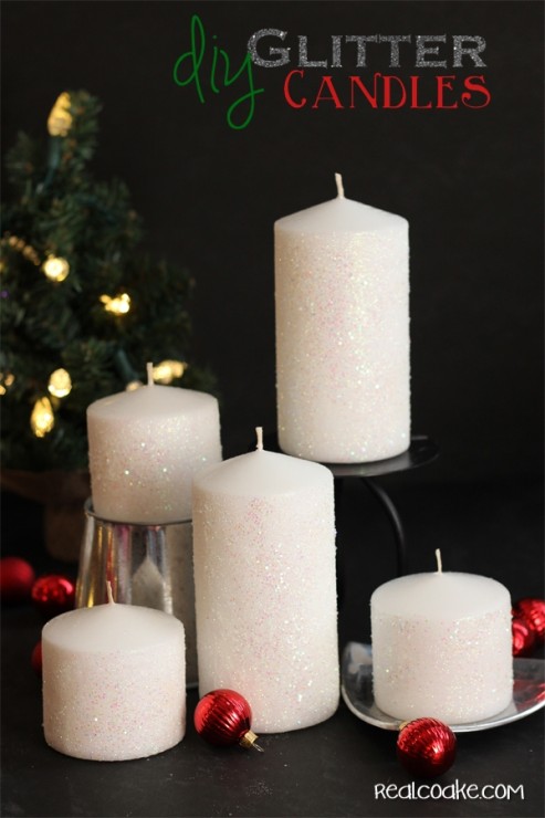 Tutorial on home to make a glitter candle. Easy #DIYHomeDecor from #RealCoake