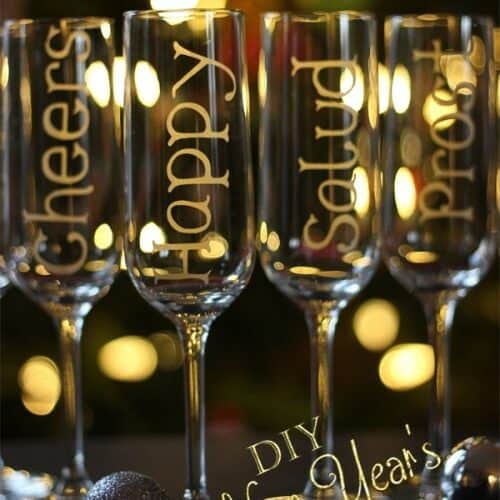 New Year’s Champagne Glasses ~ Personalized Glass Etching