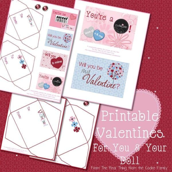 printable valentines on red heart background