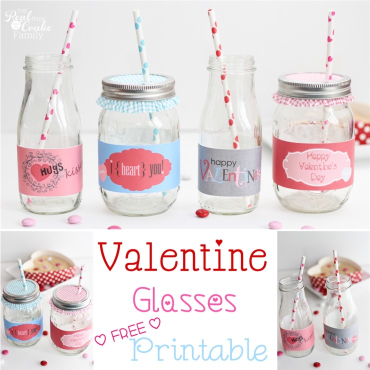 Valentine's Day Ideas to add a cute touch to the day. Free printable to cut out and wrap around glasses. #Valentines #Printable 
