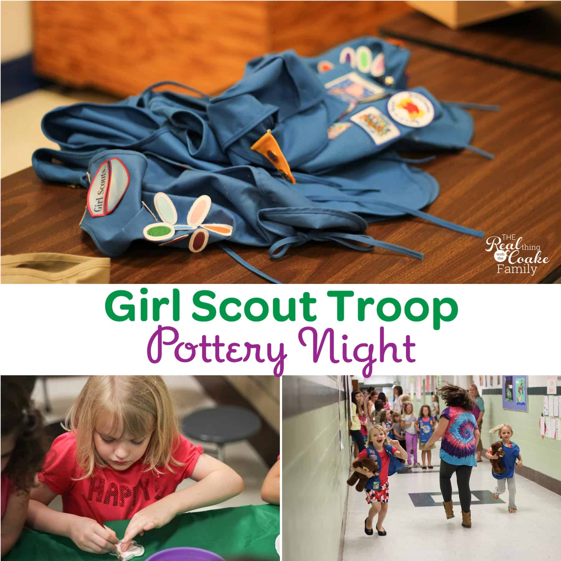Fun event for Girl Scouts or other group. Host a pottery night complete with snacks, games and painting. #GirlScouts #Activities #RealCoake