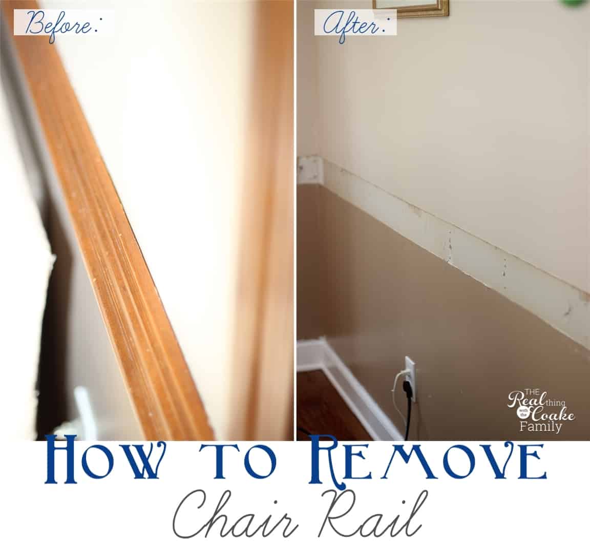 How to remove chair rail. Picture tutorial. #ChairRail #HomeImprovment #DIY #RealCoake