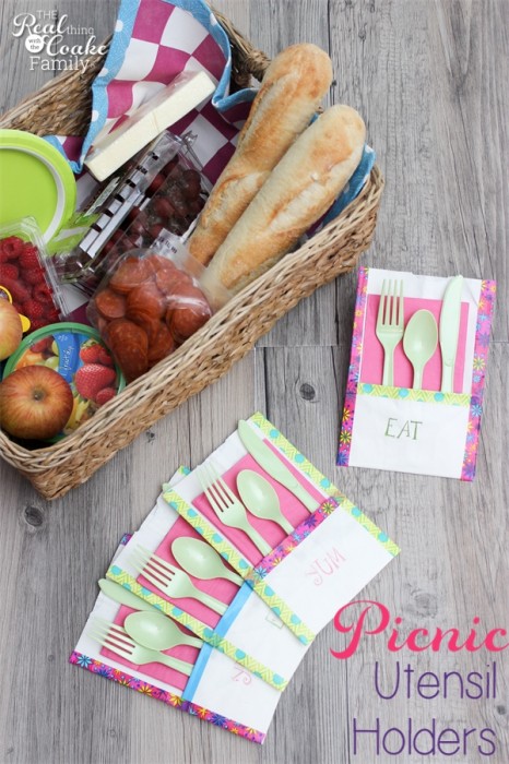 Need to do this for our next picnic! Make picnic utensil holders. Easy, quick, and cute. Perfect! #Picnic #Crafts #PGeveryday #Sponsored #RealCoake