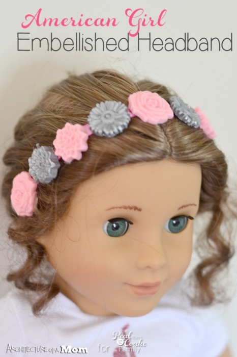 Cute idea and simple to make! American Girl Crafts to make an embellished headband. #AmericanGirl #Crafts #Headband #ModMelts #RealCoake