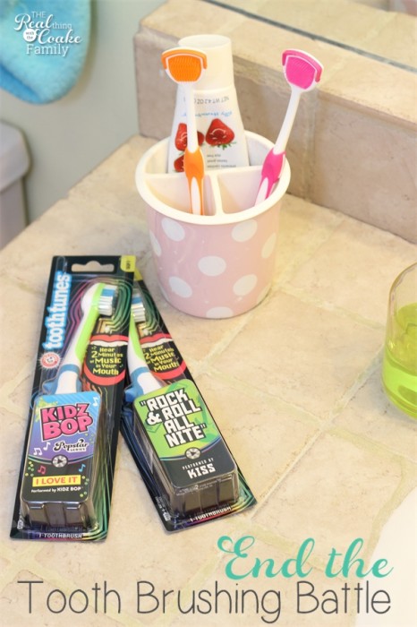 Great idea for ending the tooth brushing battles in our house. Get kids brushing teeth the fun way! #BrushingTeeth #Kids #ToothTunes #ad