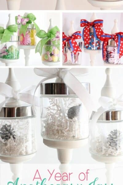 Love these Decorating Ideas of using DIY Apothecary jars throughout the whole year for every season and holiday. Great ideas!