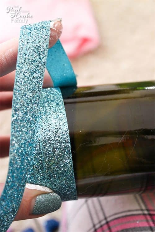 Wine Bottle Crafts are the best! This is to make diy wine bottles with ribbon and wood letters. Easy and pretty! Sponsored