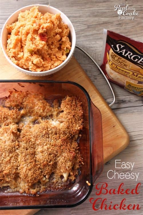 I love easy recipes like this one for an easy cheesy baked chicken and cheesy couscous. Easy dinner makes for an easy weeknight. Love it! Sponsored 