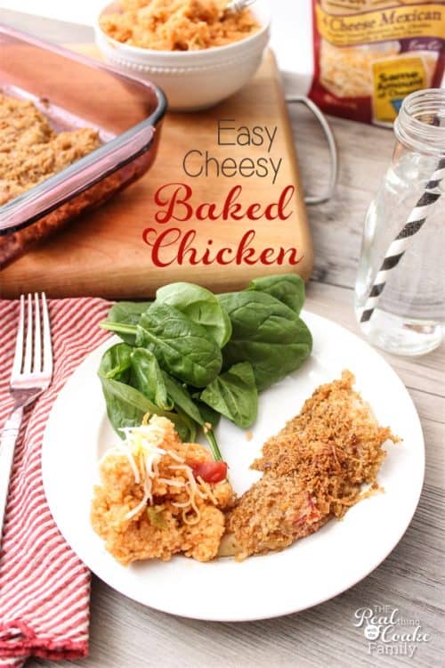 I love easy recipes like this one for an easy cheesy baked chicken and cheesy couscous. Easy dinner makes for an easy weeknight. Love it! Sponsored 
