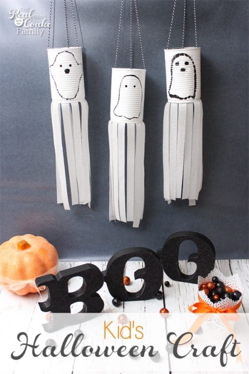 I love making Halloween Crafts with my kids. These ghosts are a cute upcycle that will make great Halloween decorations. 