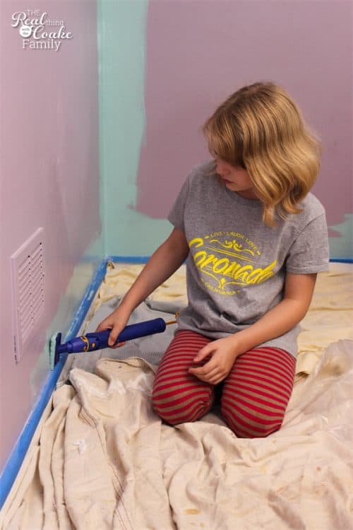 Great tips on How to Paint a Room AND have kids help. Painting ideas to help make it easy to DIY and have the kids to help, especially with the right tools. 