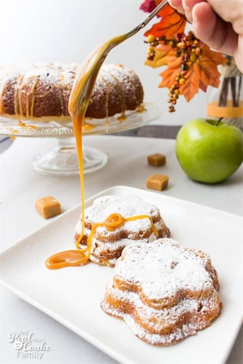 Fall recipes are so delicious and fun! This caramel apple pound Cake is so simple to make, delicious, and pretty.