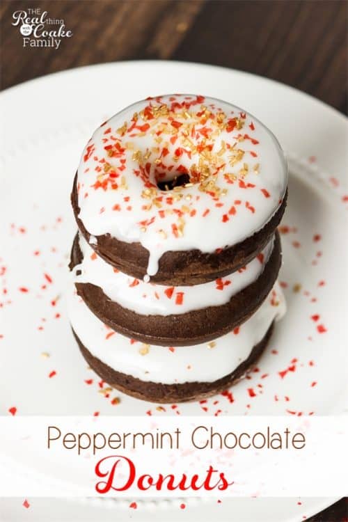Yum! Peppermint Chocolate Donuts. We need this recipe for our Christmas morning breakfast. 
