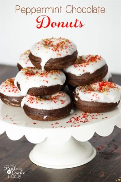 Yum! Peppermint Chocolate Donuts. We need this recipe for our Christmas morning breakfast.