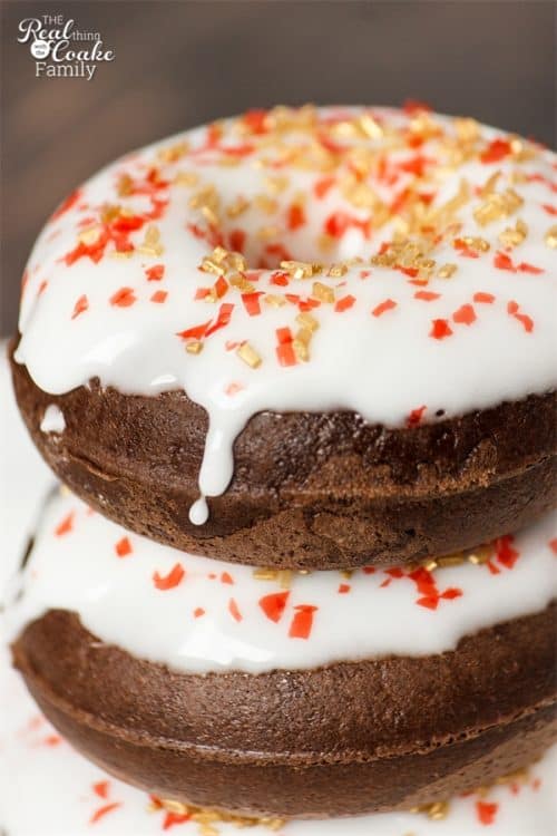 Yum! Peppermint Chocolate Donuts. We need this recipe for our Christmas morning breakfast. 