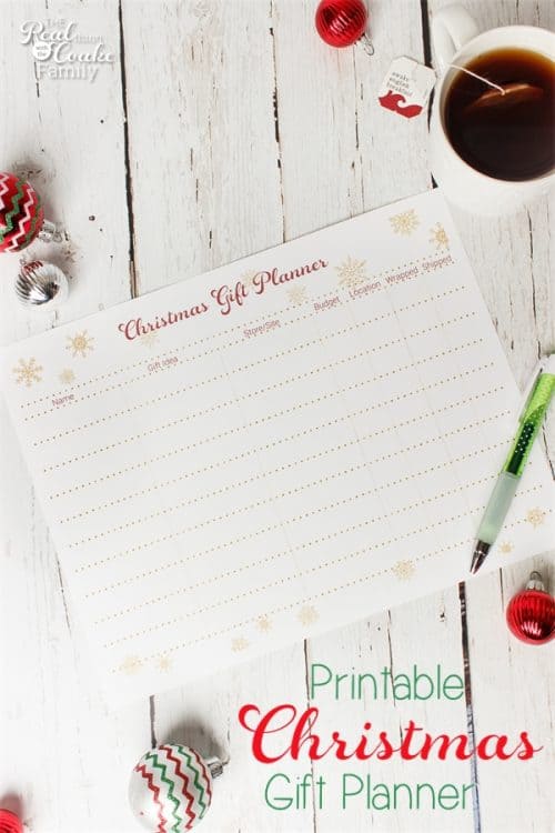 printable gift planner organizer