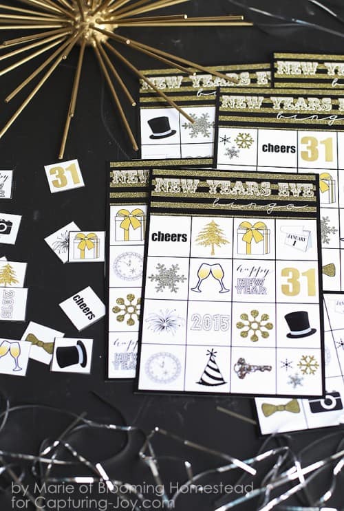 Love all these great New Years Eve ideas for the whole family to celebrate together. Ideas for activities, crafts, mocktails, desserts and printables all for a fun way to ring in the New Year as a family. 