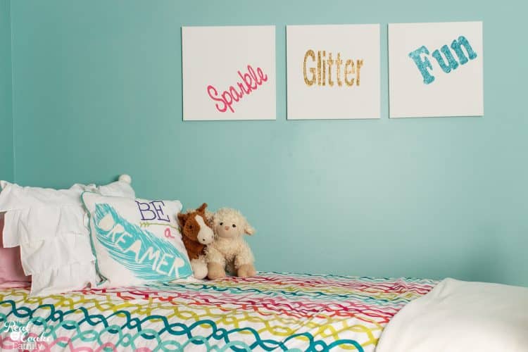 This is DIY Room Decor is so cute! It looks like easy wall art that just uses canvas and a few supplies. Looks perfect for my girls bedroom. 