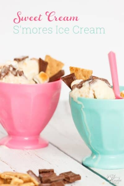Homemade ice cream is so yummy! This sweet cream s'mores ice cream recipe is a delicious homemade dessert.