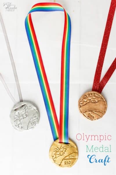 Such a cute craft for kids and adults. Easy to make these Olympic medals. Medals can be made full size or small, which is the perfect size for an American Girl Doll.