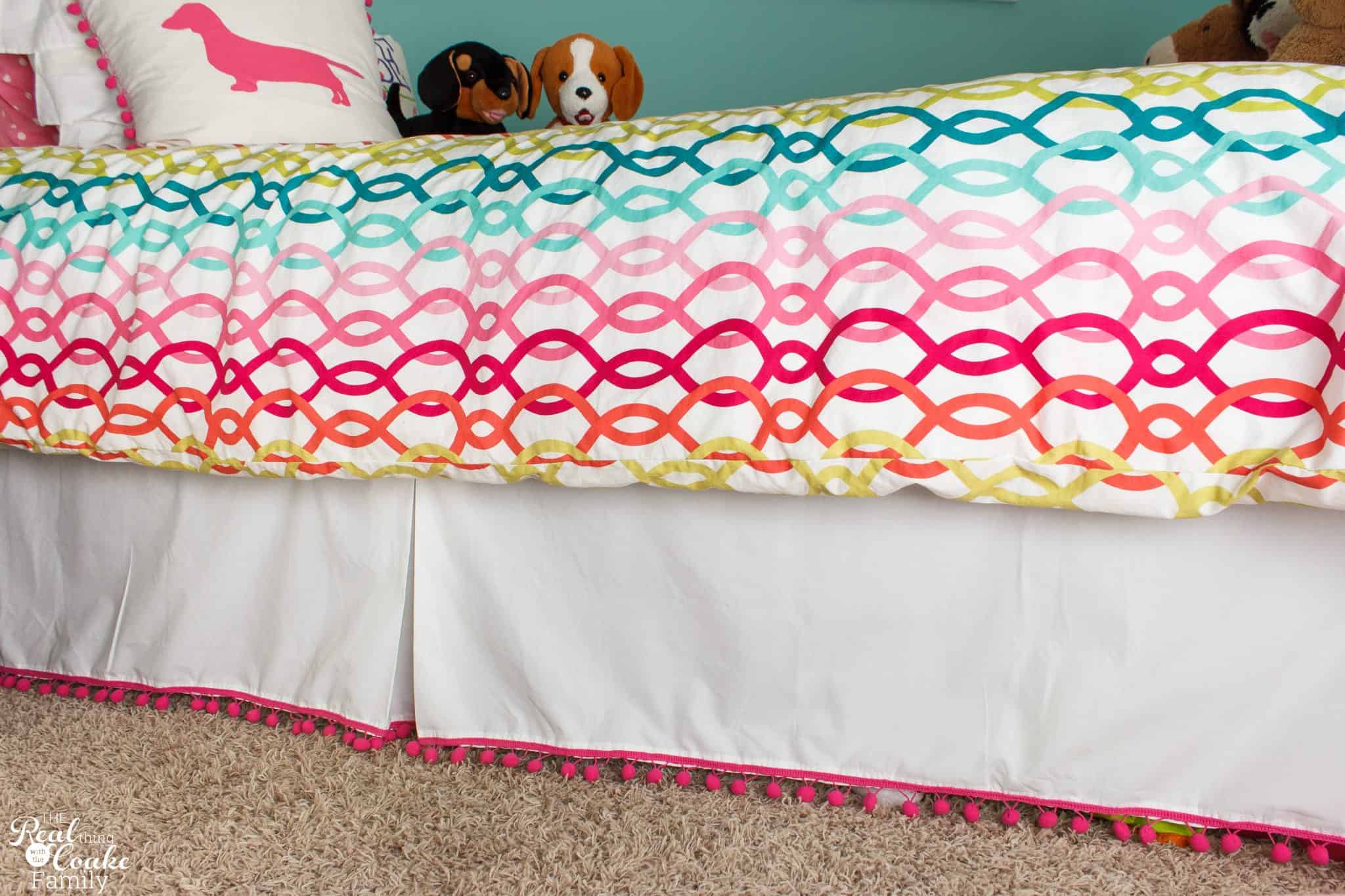 How to Make a Pom Pom Trimmed Box Pleat Bed Skirt