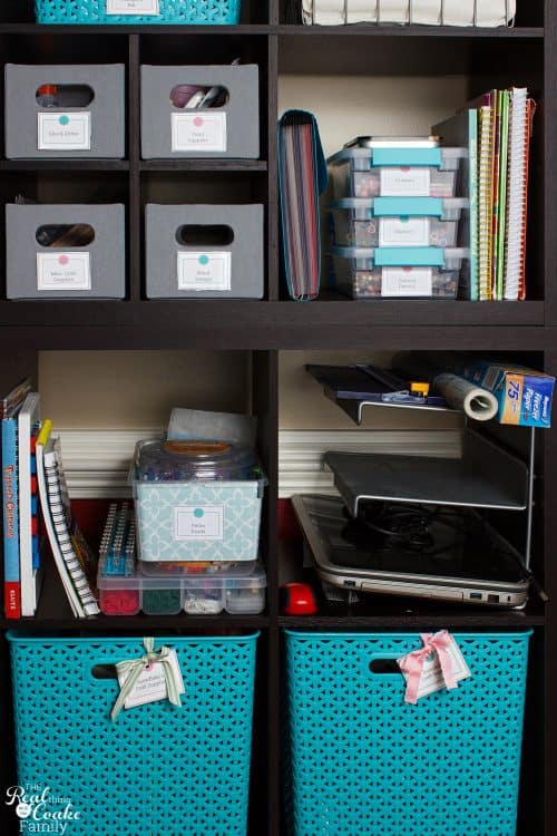 Great small space craft organization and storage ideas. DIY ideas for using a cabinet to store craft supplies for kids or adults. 