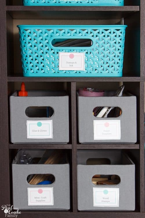 Great small space craft organization and storage ideas. DIY ideas for using a cabinet to store craft supplies for kids or adults. 