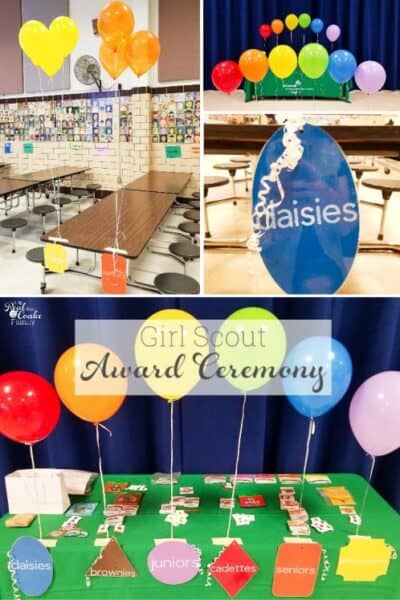 Great ideas for Girl Scout leaders for bridging ceremony and award ceremony decorations. Has ideas for all levels of Girl Scouts including Daisy, Brownies, Juniors, Cadette, Seniors and Ambassadors.