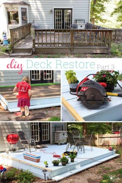 Love this DIY deck restore project they are completing on a small budget. Great cheap ways to fix up the backyard outdoor space. and make it pretty again.