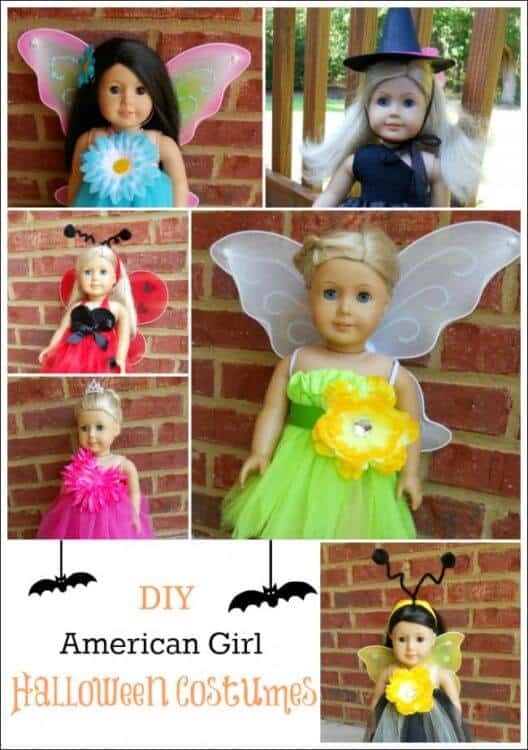 These are 13 simple DIY AG Doll Crafts for Halloween! Cute and Easy ideas for accessories, clothes and costumes. Perfect Halloween crafts for our American Girl Dolls this year. 