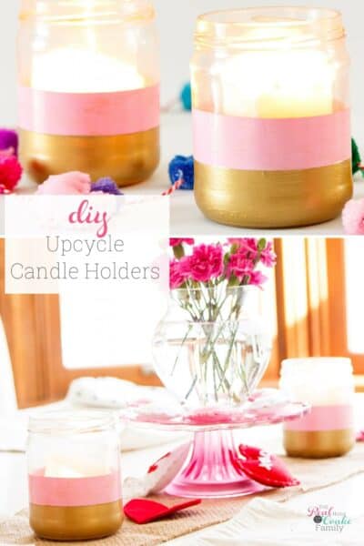 Make these DIY Candle holders. They upcycle salsa jars and are an easy craft idea to match your color theme or holiday decorations.