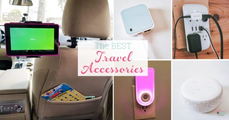 List of travel accessories essential for a family road trip. Combo list of tech gadgets and accessories to make travel with the family easier and more fun.