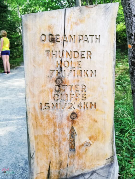 Ocean Path Trail Marker at Acadia National Park