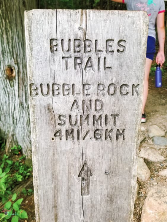 sign post showing Bubbles Trail at Acadia National Park
