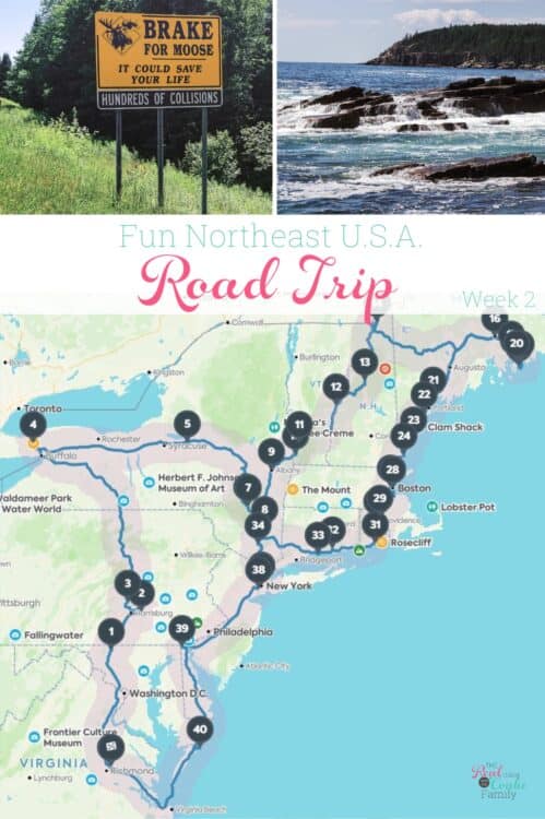 picture from New Hampshire and Maine with northeast road trip map