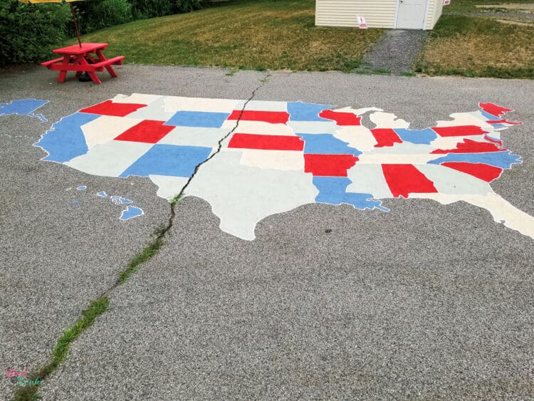 Map of Unites States painted on the ground