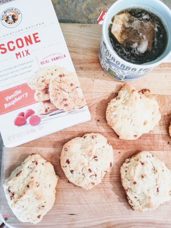 King Arthur Flour Scone Mix and fresh made scones with tea