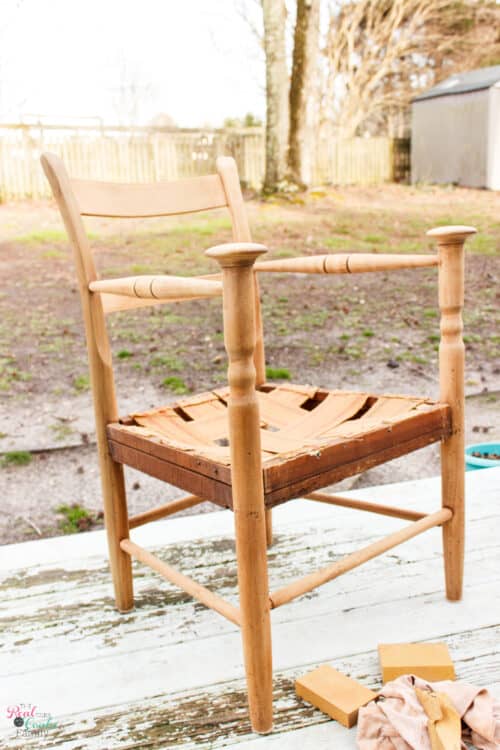 Learn how to refinish furniture with this DIY vintage chair makeover. Step by step directions for furniture refinishing & tips and tricks to finish the job.