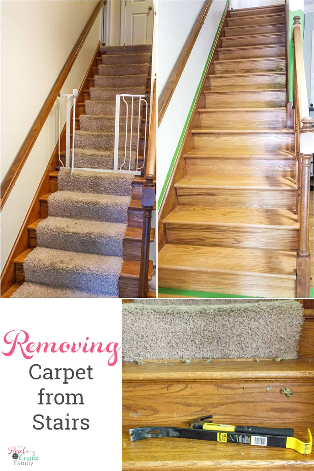 This is how to remove carpet from stairs - Real Creative Real Organized