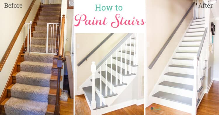 collage of before and after staircase makeover