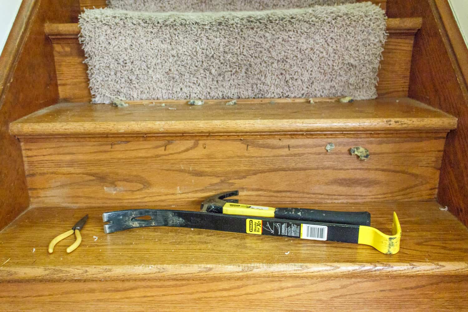 This is how to remove carpet from stairs Real Creative Real Organized